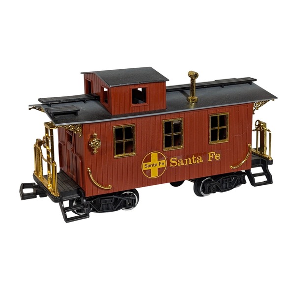 Vintage 1986 New Bright Sante Fe Railroad G-Scale Train Caboose Red Black Gold - Picture 1 of 7